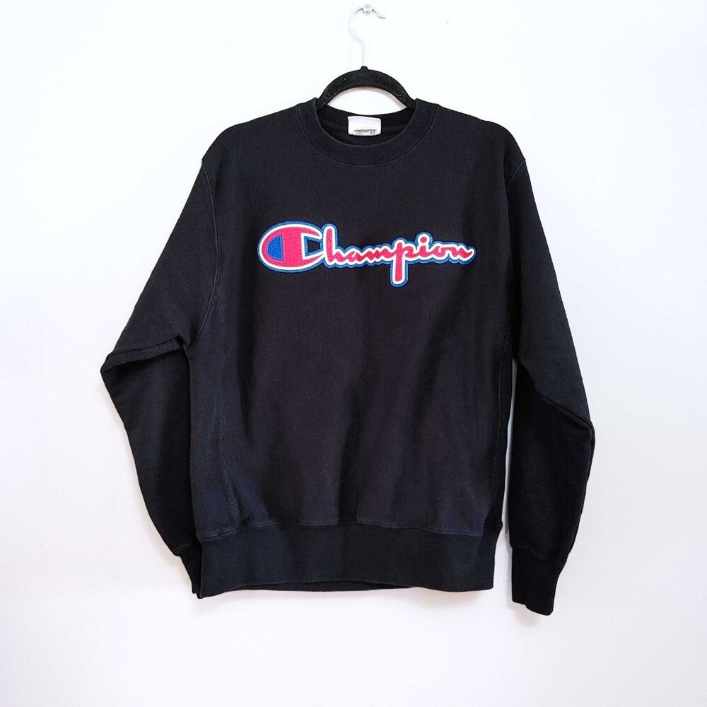 Champion Reverse Weave Sweatshirt Size Large Spellout Logo Script Vintage